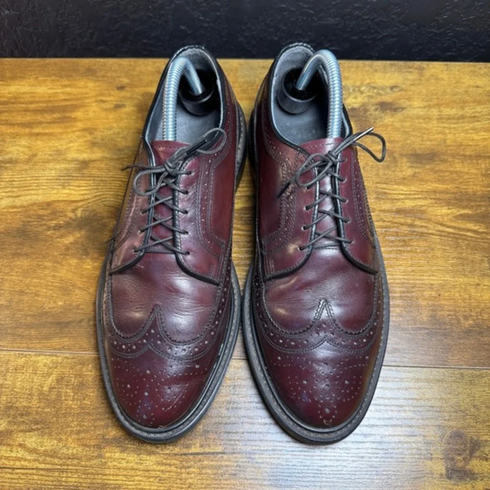 Stuart McGuire 4075 Burgundy‎ Leather Wingtip Oxford Dress Shoes Mens 8.5